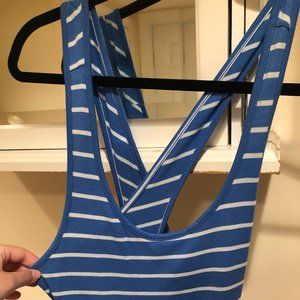 Blue and White Striped Swim Cover-Up Dress